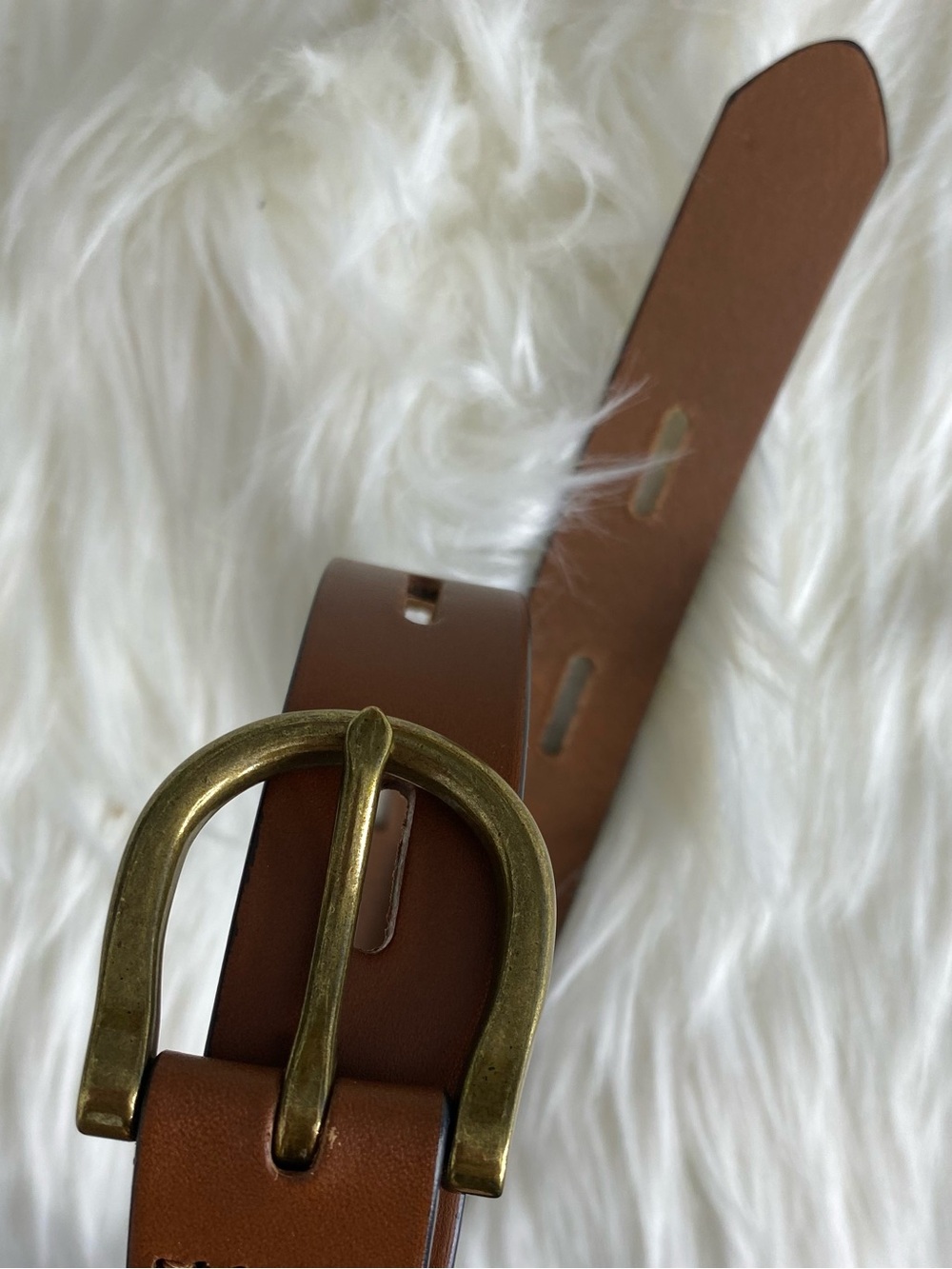 Madewell Chestnut Leather Belt with Brass Buckle - Picture 7 of 10